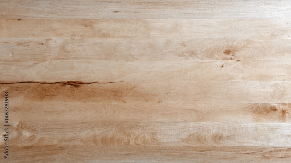 Aufkleber Endless maple wood surface features consistent grain patterns, illuminated by soft studio light, providing ample copy space for creative design applications