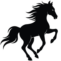 Majestic Black Stallion Silhouette Powerful Horse Vector Art