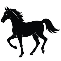 Majestic Black Stallion Silhouette Elegant Horse Illustration
