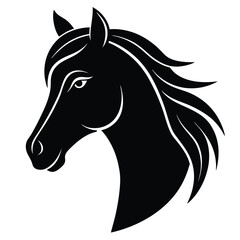 Elegant Black Horse Head Silhouette Vector Illustration
