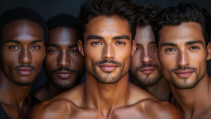 A group of men with shaved beards and dark skin