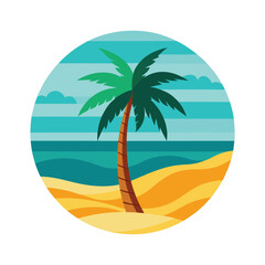 Fototapeta premium palm tree on the beach vector art on white background