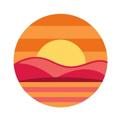 sunset vector at the end of the day.