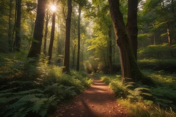 Obraz premium beautiful forest landscape, portraying the lush wilderness with vibrant flora