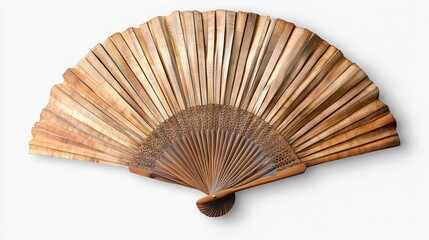 Native fan made from palm leaves, isolated on a transparent background, showcasing natural craftsmanship.