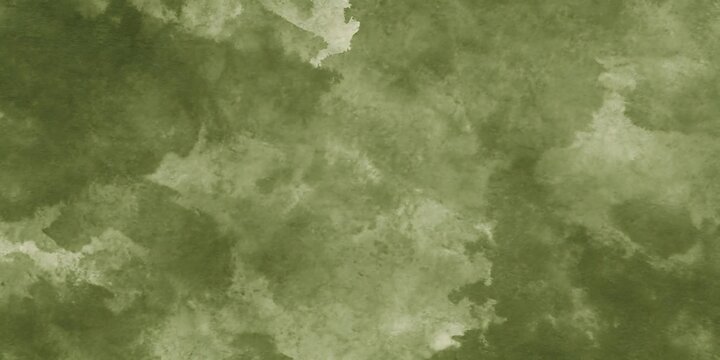 Light green brown abstract watercolor pattern. Olive khaki color. Art background for design. Dirty. Grunge. Daub, stain, spot, blot, splash.