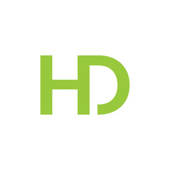 Hd letter logo design with green color vector image