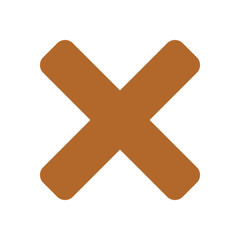Obraz premium Bold Brown Cross Mark Icon for Wrong or Cancel in Simple Flat Vector Design