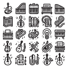 vector collection of musical instrument icon clipart in editable line style