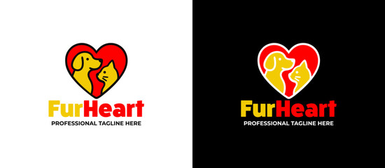 Pet Shop logo. A creative and heartwarming dog and cat logo is perfect for a pet-related business.