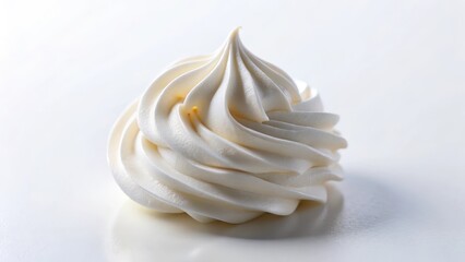 A dollop of creamy white icing on a pristine white background, with a subtle sheen and smooth texture, icing, food,  icing