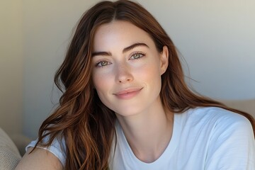 Fototapeta premium Portrait of a Woman with Red Hair and Freckles