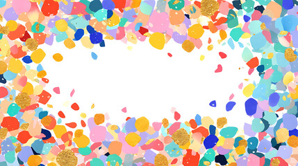 Colorful confetti background with vibrant splashes, ideal for celebrations and invitations