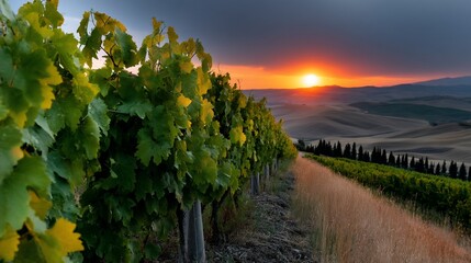 Fototapeta premium Vineyard at sunset