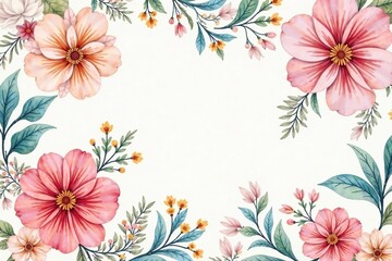 Delicate watercolor paisley floral pattern, light pastel shades, motif, delicate