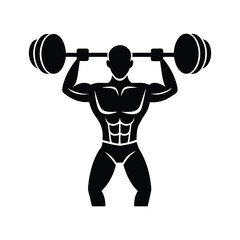 A bodybuilder icon lifting weights vector silhouette