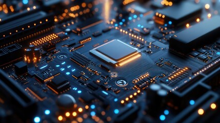 Computer chip close up high tech illustration