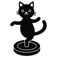 Adorable Dancing Cat Figurine Cute Black Cat Illustration