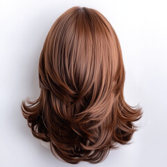 Brown layered wig with soft curls and shine