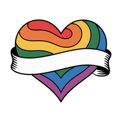 Rainbow Heart with Blank Ribbon Banner