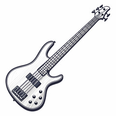 Fototapeta premium Create a bold, vector illustration of a bass guitar with a thick, prominent stroke. Focus on clean lines and strong contrast.