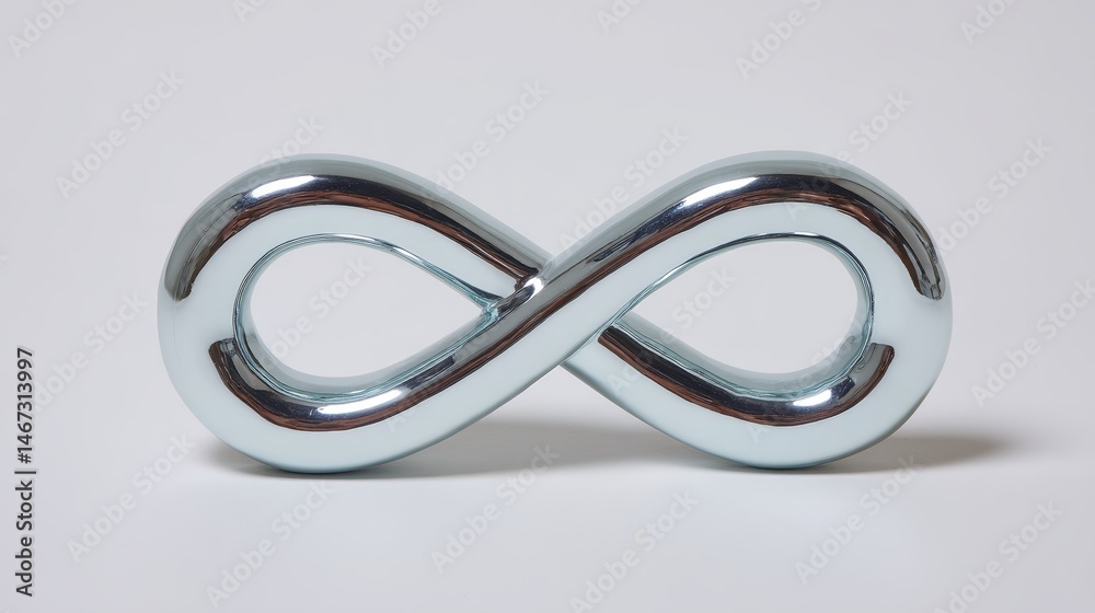 Poster A polished chrome infinity loop is centered against a white background, casting soft shadows and offering a clean composition ideal for commercial design projects