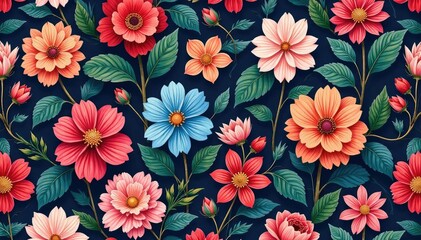 Intricate floral motifs create a lush and elegant repeating pattern for various applications , nature, tile