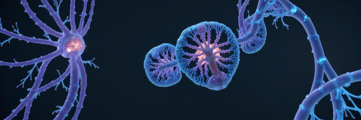 Neurons Cells Concept &ndash; Abstract Neural Network with Glowing Synapses