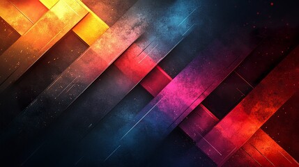Naklejka premium Futuristic digital design featuring overlapping rainbow arrow outlines on dark backdrop 