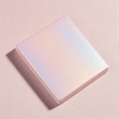 Fototapeta premium Closed iridescent pastel gift box on a soft pink glitter surface