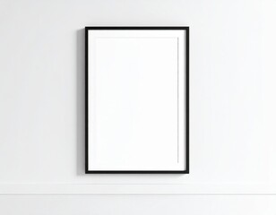Blank Black Picture Frame On White Wall