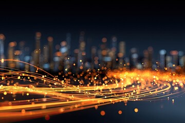 Abstract city lights flowing in dynamic trails