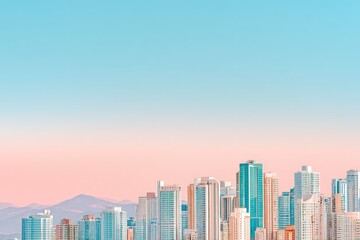 Fototapeta premium Dusk Skyline Over City With Visible Wildfire Smoke Creating Colorful Atmosphere