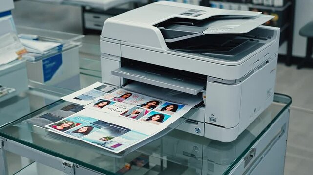 Printer printing ID photos of a person.