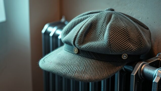 Photorealistic image of a wool cap on radiator vent