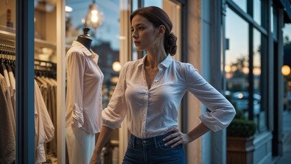 Photorealistic image of a women&rsquo;s blouse on a clothing rack