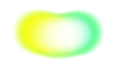 Abstract grainy gradient shaped cutout on transparent background, green yellow color glowing noisy gradient shape, vibrant grungy shaped, digital noise effect.