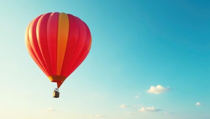Fototapeta premium One brightly colored hot air balloon against clear sky, different, blue