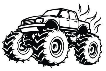 Dynamic monster truck illustration in vibrant colors with splashes, perfect for automotive art, posters, and action-packed designs Toy. © Abu hamed shah