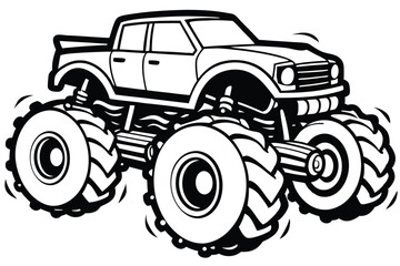 Dynamic monster truck illustration in vibrant colors with splashes, perfect for automotive art, posters, and action-packed designs Toy. © Abu hamed shah