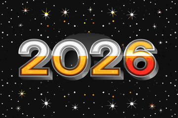 Naklejka premium Create a vibrant vector illustration for 2026, featuring bold, 3D numerals embedded in a festive, celebratory design. Include decorative elements reflecting joyous celebration.