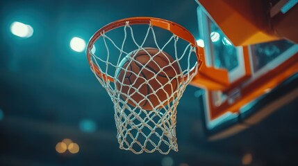 Basketball in the hoop