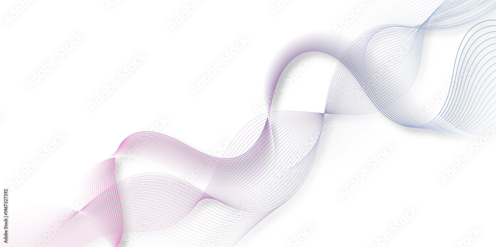 Aufkleber Smooth wave abstract vector background layout design. background image with dynamic curves. Abstract blue futuristic blend waves lines technology background and sound wave lines on white background.	