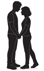 Silhouette of couple holding hands illustration for love romance and relationship graphic design elements