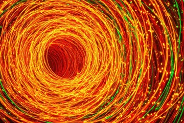 Rhythmic Luminescence A Mesmerizing Abstract Symphony of Swirling Light and Fiery Colors