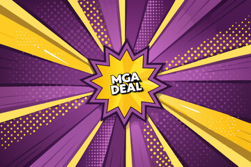 Design a vibrant vector background for a mega deal promotion, featuring bold violet accents and geometric shapes.  Include space for text overlay.