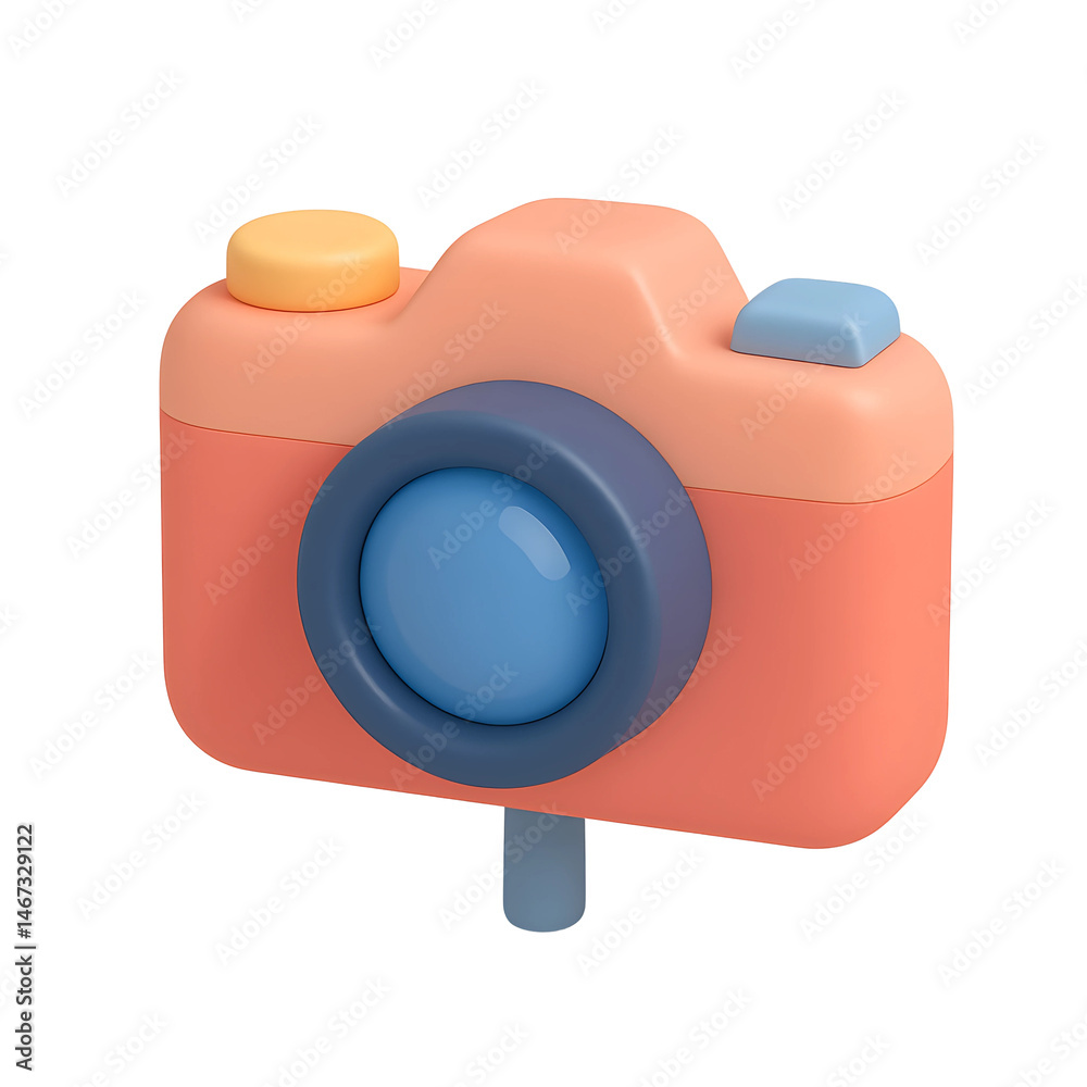 Poster creative 3d camera icon designed for technology and business applications with a transparent backgro