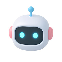 Fototapeta premium Innovative 3D robot icon representing technology advancements in business with transparency effect and a clean background view