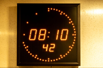 Digital clock on Grimaldi ferry Cruise Roma