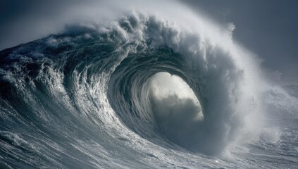 Majestic Ocean Power A Towering Wave Captures the Untamed Beauty of the Sea